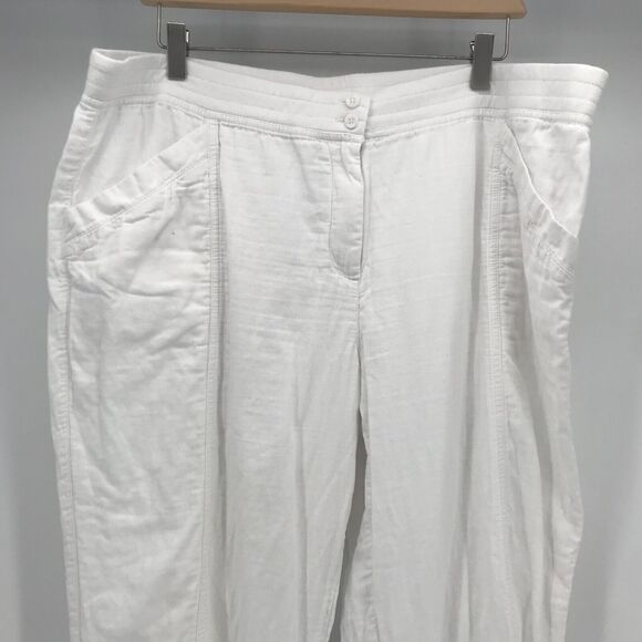 J. Jill Crop Pant Womens 18 Plus White Roll Tab Cuff Pull On Elastic Waist AS IS - Picture 3 of 11